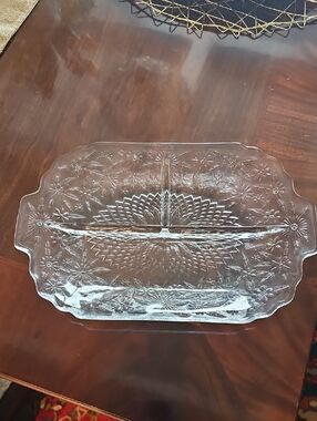 Pressed Glass Divided Serving Dish